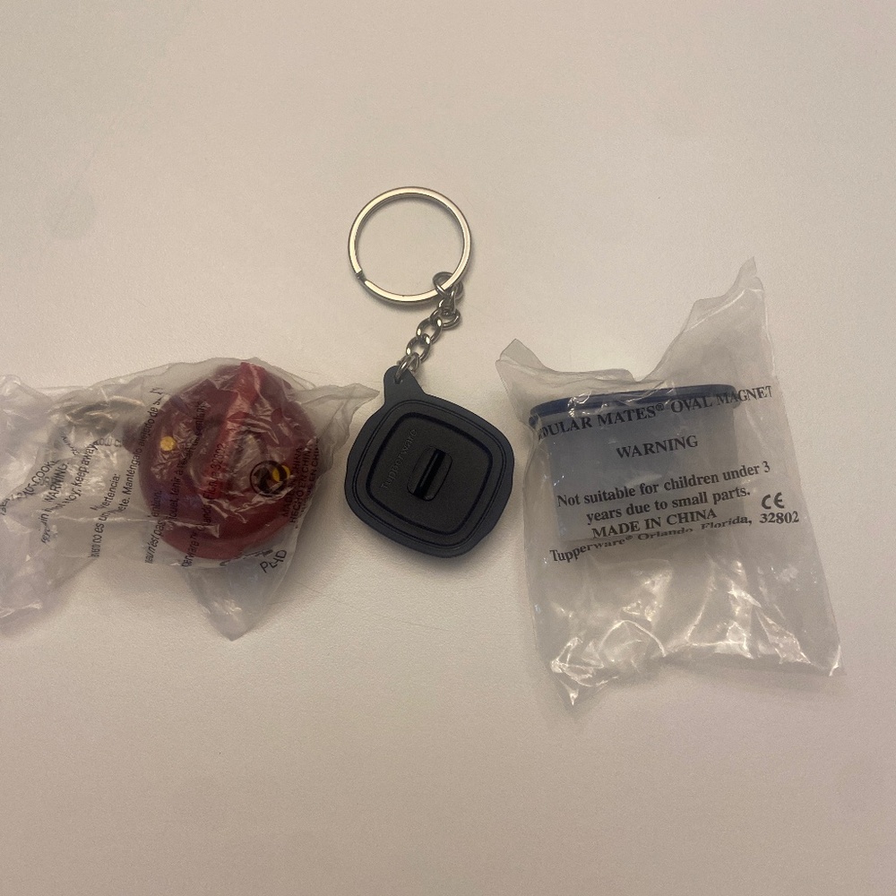 Tupperware Keychains and Magnet